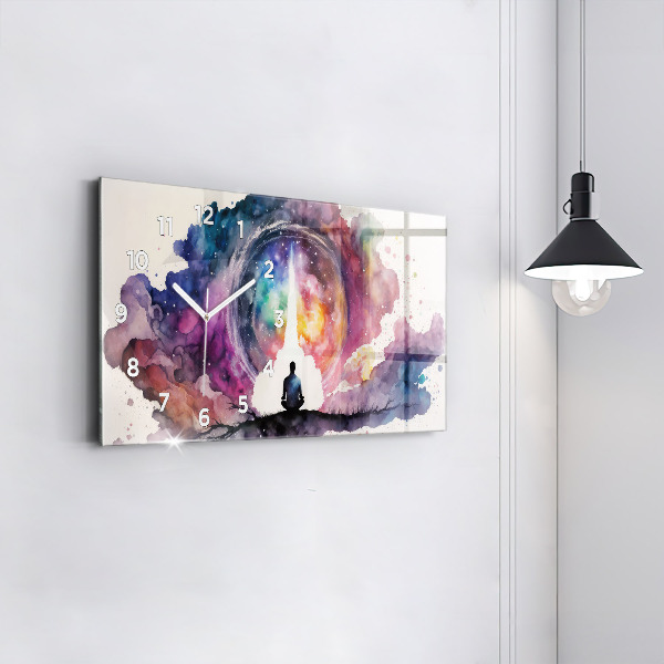 Glass wall clock rectangular Meditation lifestyle