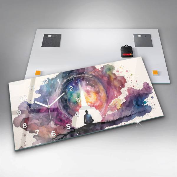 Glass wall clock rectangular Meditation lifestyle