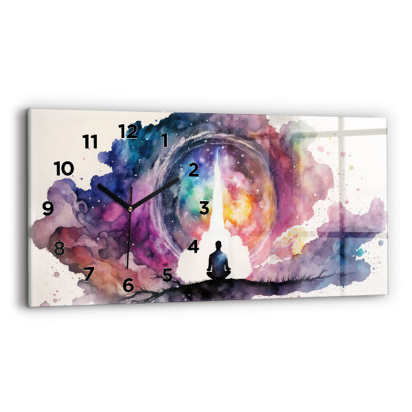 Glass wall clock rectangular Meditation lifestyle