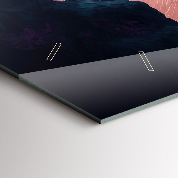 Glass wall clock rectangular Magical forest and mountain range