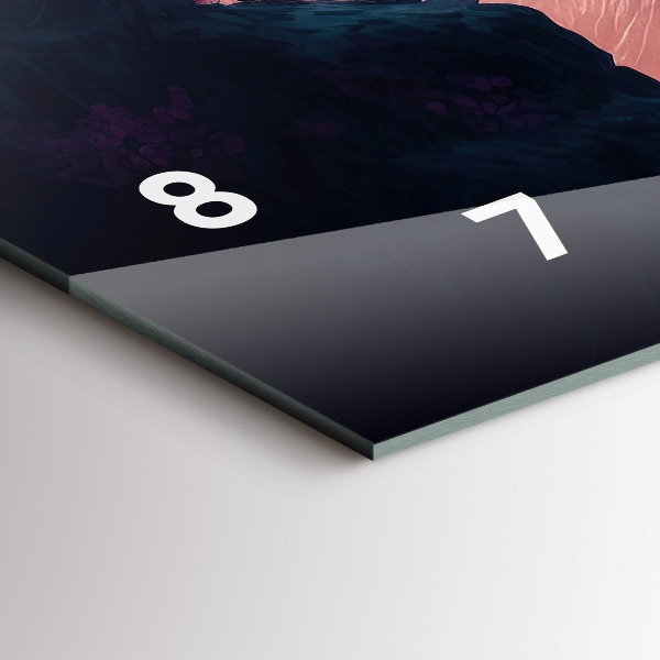 Glass wall clock rectangular Magical forest and mountain range