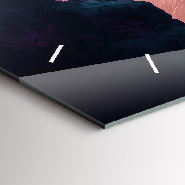 Glass wall clock rectangular Magical forest and mountain range