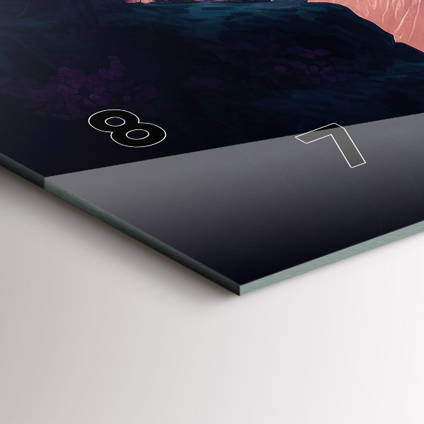 Glass wall clock rectangular Magical forest and mountain range