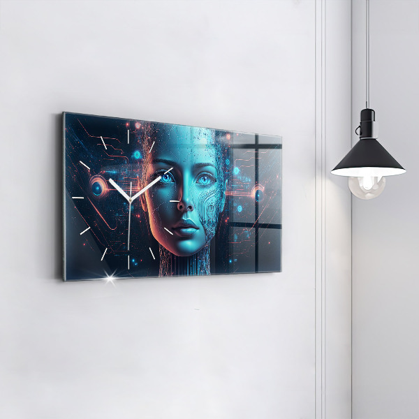 Glass wall clock rectangular Artificial intelligence