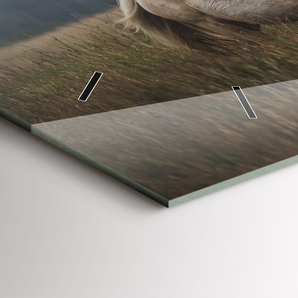 Glass wall clock rectangular Horses at a gallop