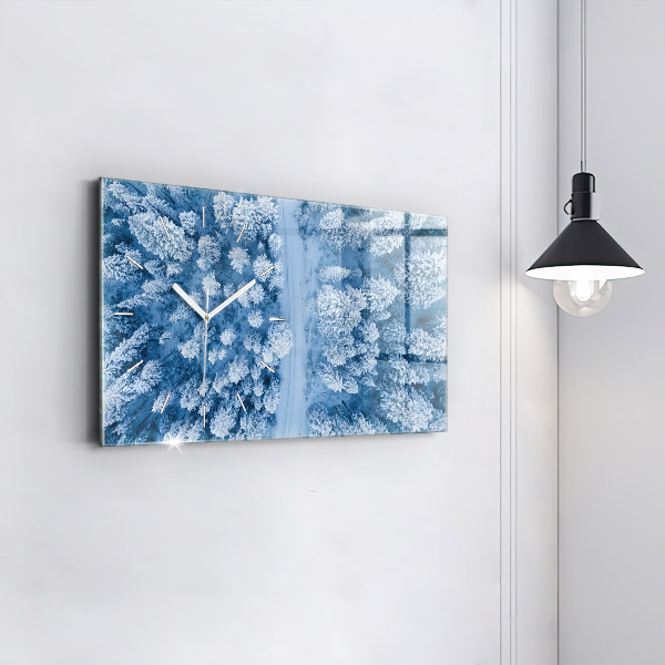 Glass wall clock rectangular Forest from a bird's eye view Drone