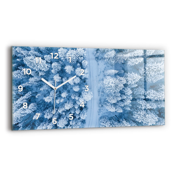 Glass wall clock rectangular Forest from a bird's eye view Drone