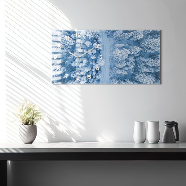 Glass wall clock rectangular Forest from a bird's eye view Drone