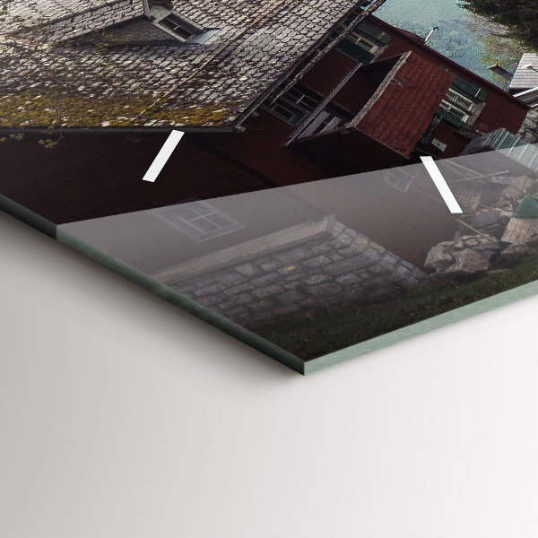 Glass wall clock rectangular Mountain view