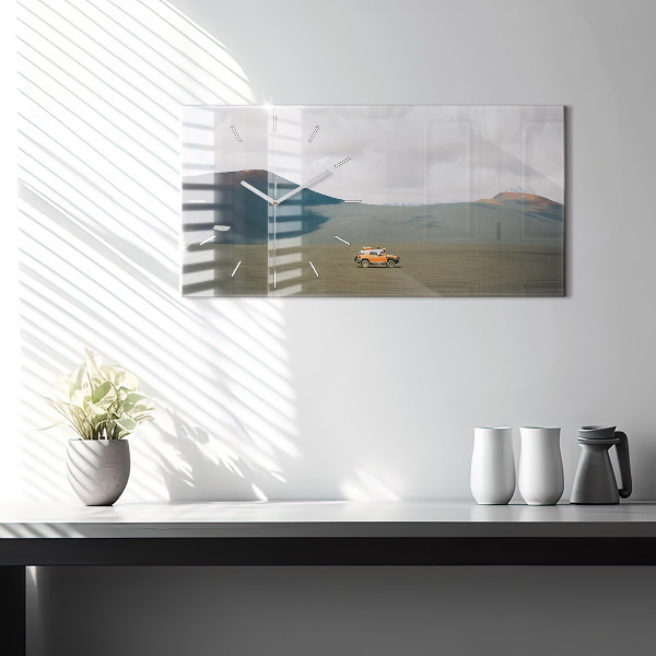 Glass wall clock rectangular Vehicle in the Kamchatka desert