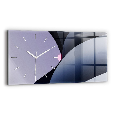 Glass wall clock rectangular Abstraction sun
