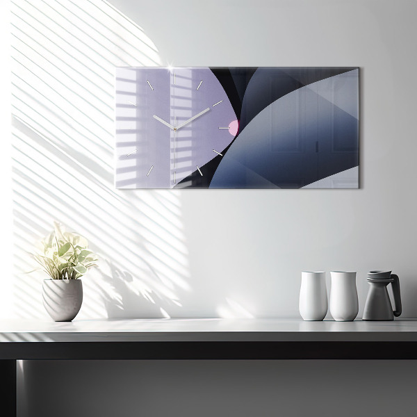 Glass wall clock rectangular Abstraction sun