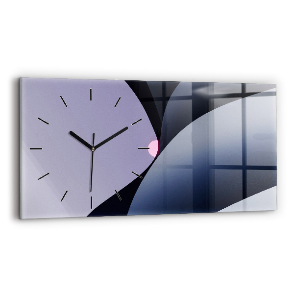 Glass wall clock rectangular Abstraction sun