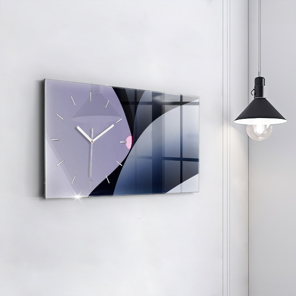Glass wall clock rectangular Abstraction sun