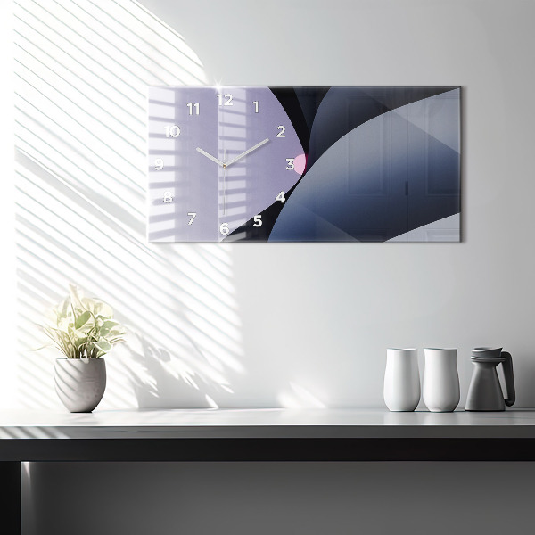 Glass wall clock rectangular Abstraction sun