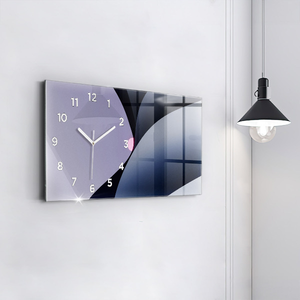 Glass wall clock rectangular Abstraction sun