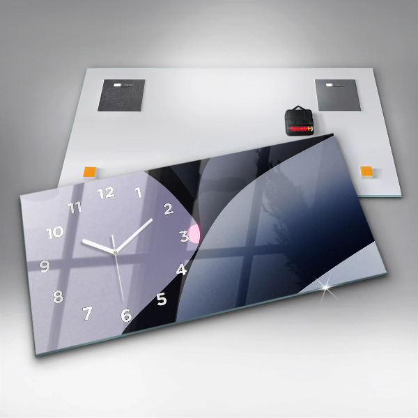 Glass wall clock rectangular Abstraction sun