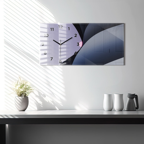 Glass wall clock rectangular Abstraction sun