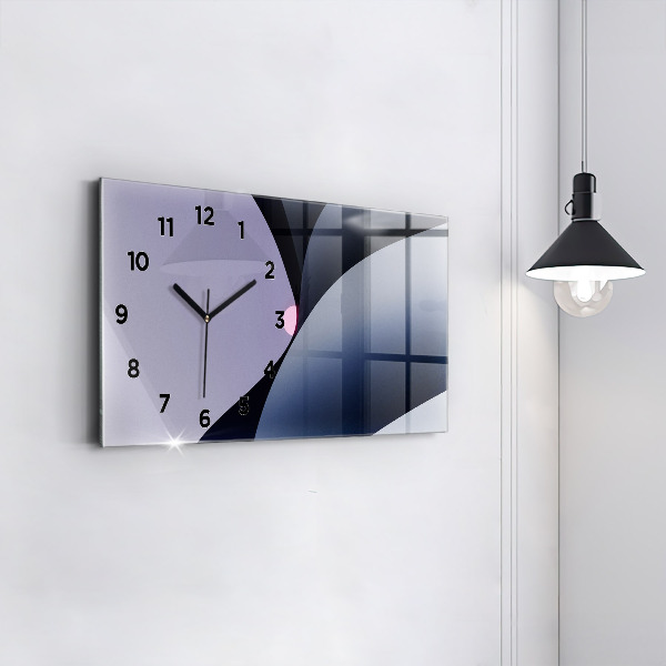 Glass wall clock rectangular Abstraction sun