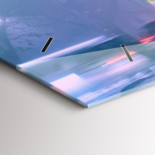 Glass wall clock rectangular Warsaw in the fog