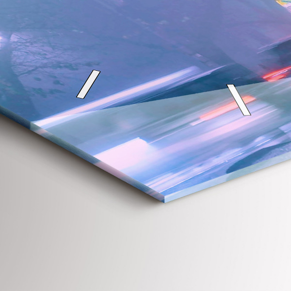 Glass wall clock rectangular Warsaw in the fog