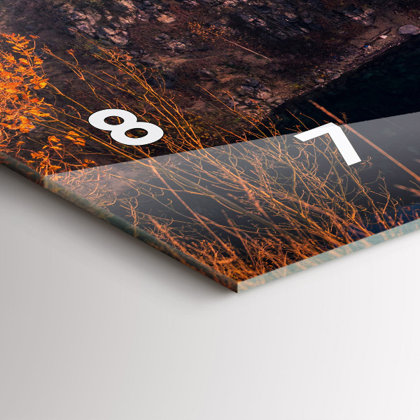 Glass wall clock rectangular Krakow lake Zakrzówek autumn
