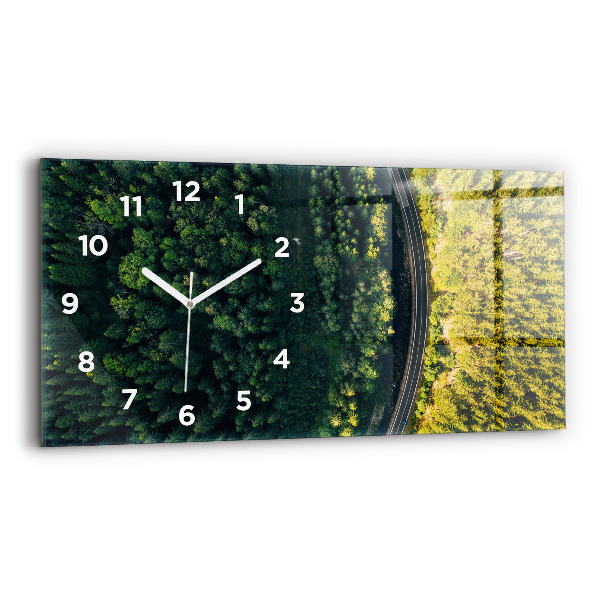 Glass wall clock rectangular Forest from a bird's eye view