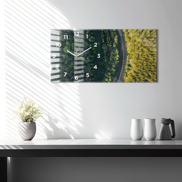 Glass wall clock rectangular Forest from a bird's eye view