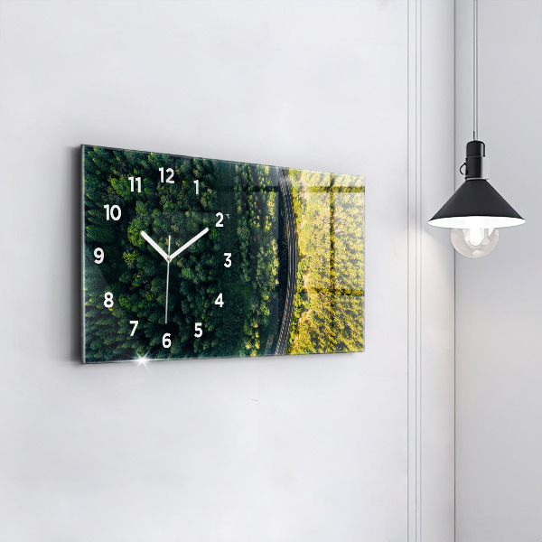 Glass wall clock rectangular Forest from a bird's eye view