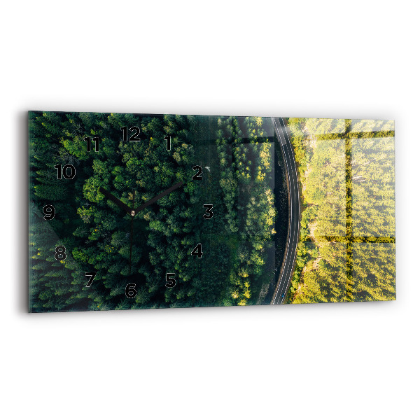Glass wall clock rectangular Forest from a bird's eye view