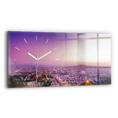 Glass wall clock rectangular Barcelona Bunkers El Carmel