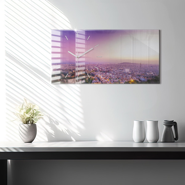 Glass wall clock rectangular Barcelona Bunkers El Carmel