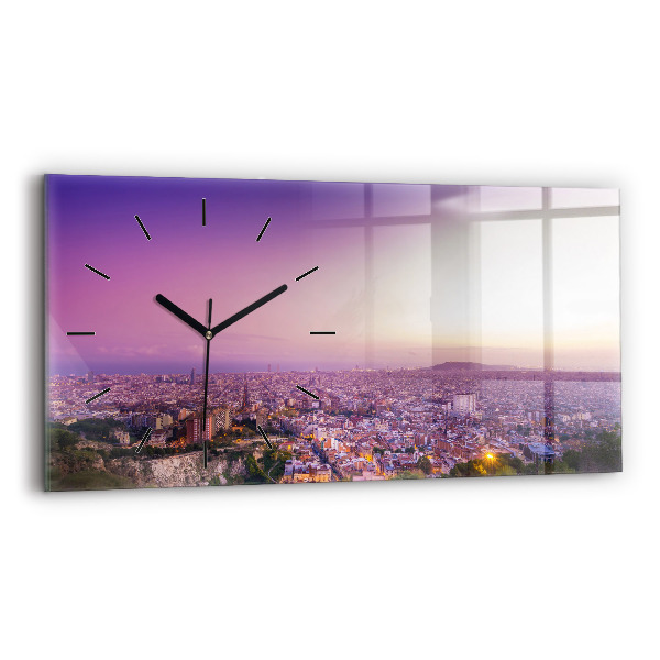 Glass wall clock rectangular Barcelona Bunkers El Carmel