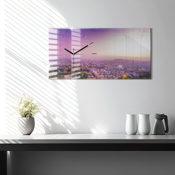 Glass wall clock rectangular Barcelona Bunkers El Carmel