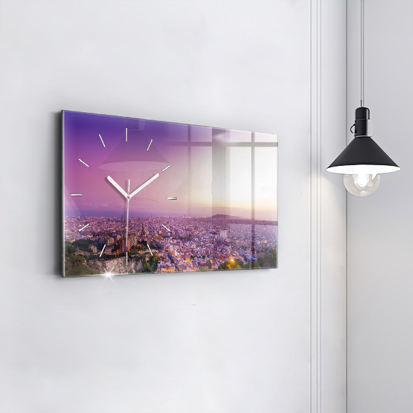 Glass wall clock rectangular Barcelona Bunkers El Carmel
