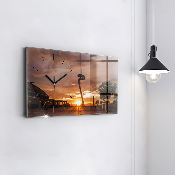 Glass wall clock rectangular Barcelona Olympic Park