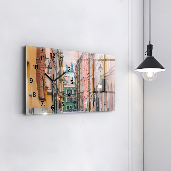 Glass wall clock rectangular Old Town in Warsaw