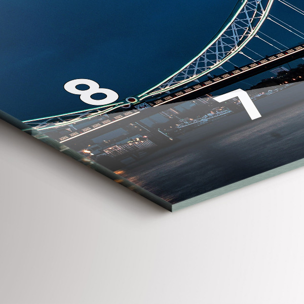 Glass wall clock rectangular Tower Bridge London at night