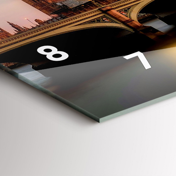 Glass wall clock rectangular Big Ben London panorama