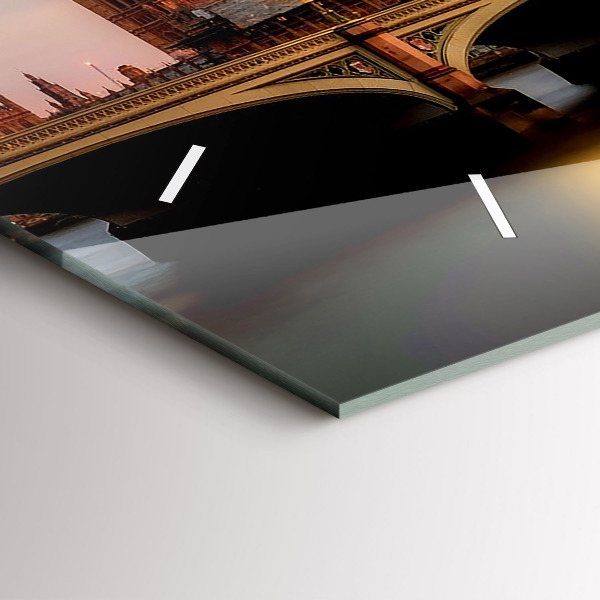 Glass wall clock rectangular Big Ben London panorama