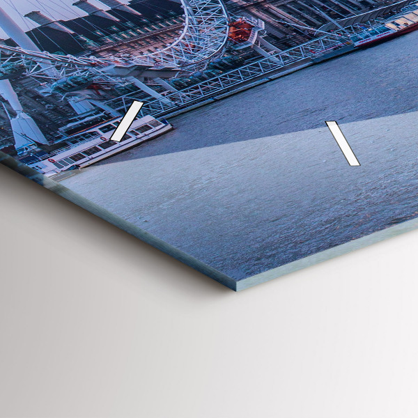 Glass wall clock rectangular London Eye city panorama