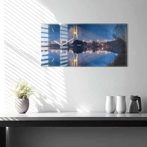 Glass wall clock rectangular Rędziński Bridge Wrocław