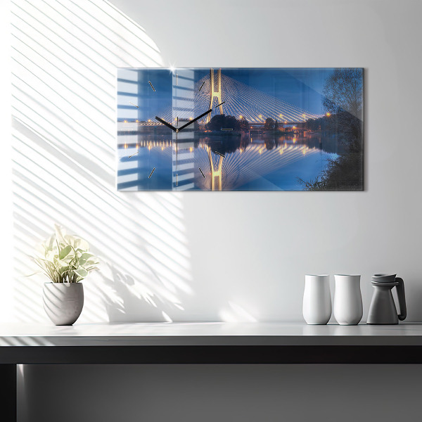 Glass wall clock rectangular Rędziński Bridge Wrocław