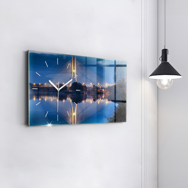 Glass wall clock rectangular Rędziński Bridge Wrocław