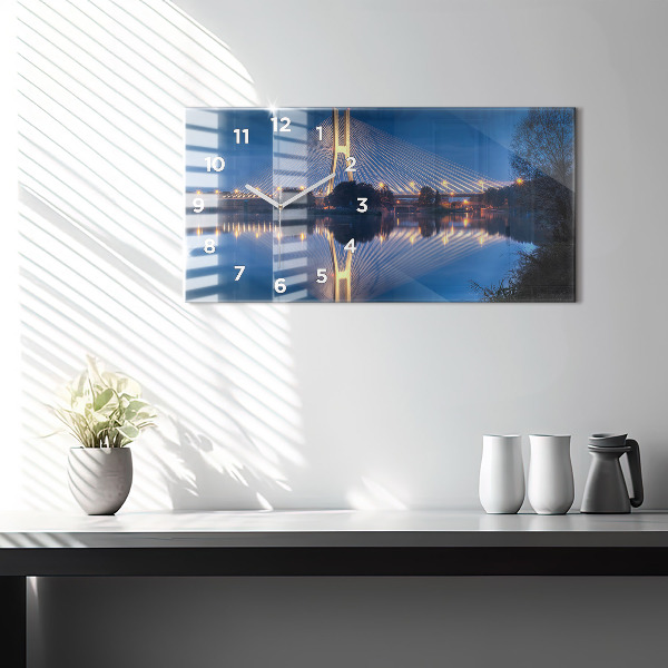 Glass wall clock rectangular Rędziński Bridge Wrocław