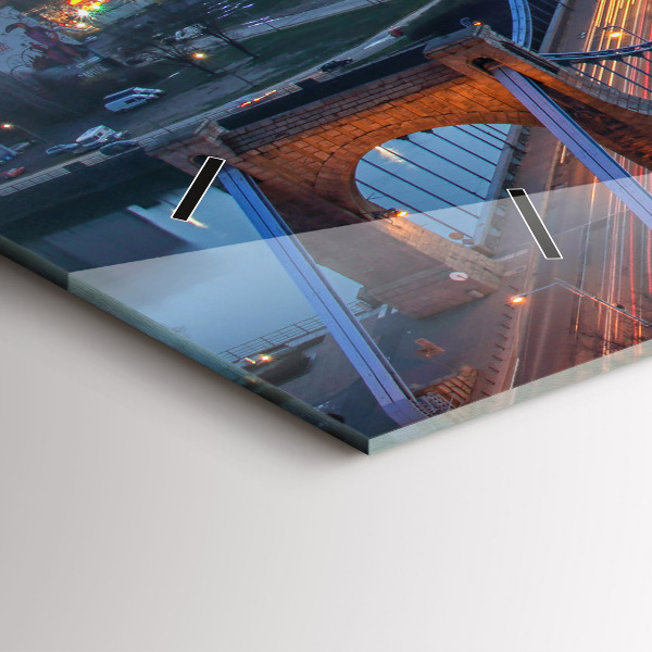 Glass wall clock rectangular Wroclaw from a drone