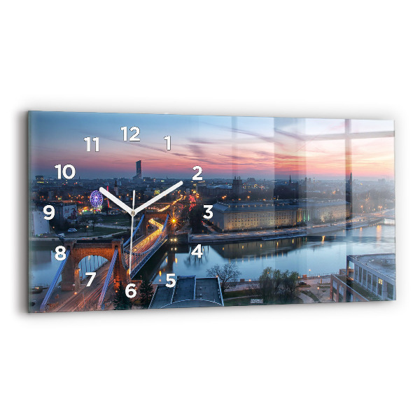 Glass wall clock rectangular Wroclaw from a drone