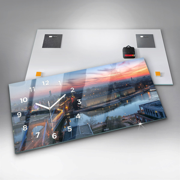 Glass wall clock rectangular Wroclaw from a drone