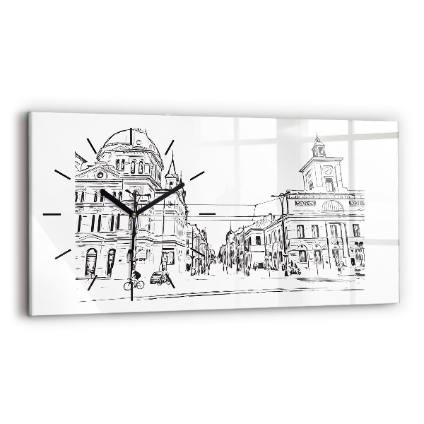 Glass wall clock rectangular Illustration of the city of Poznań