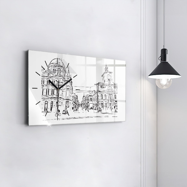 Glass wall clock rectangular Illustration of the city of Poznań